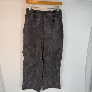 Flax Black and White Striped High Rise Straight Leg Pants